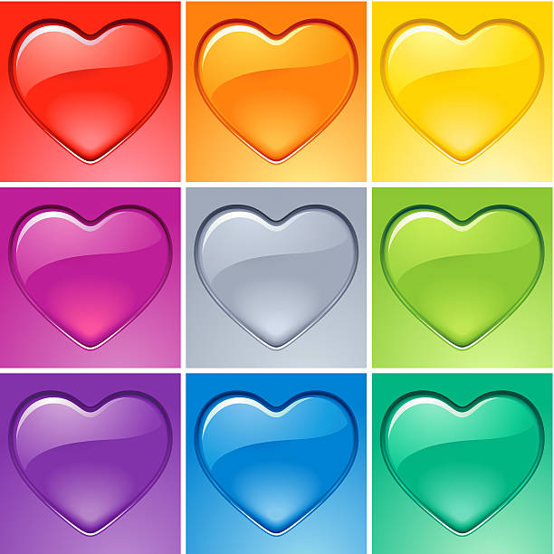 Glossy Hearts vector art illustration