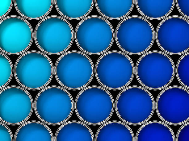paint cans gradient blue stock photo