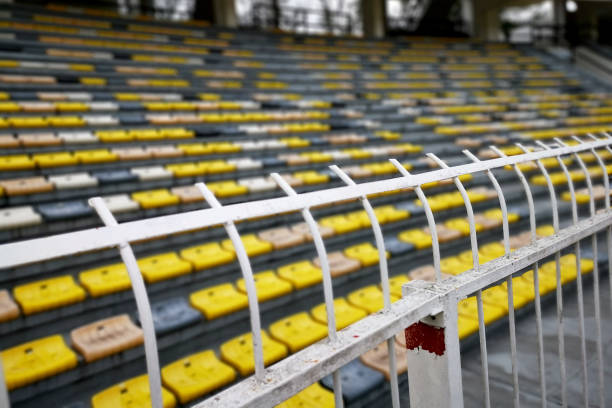 Empty track and field stadium.