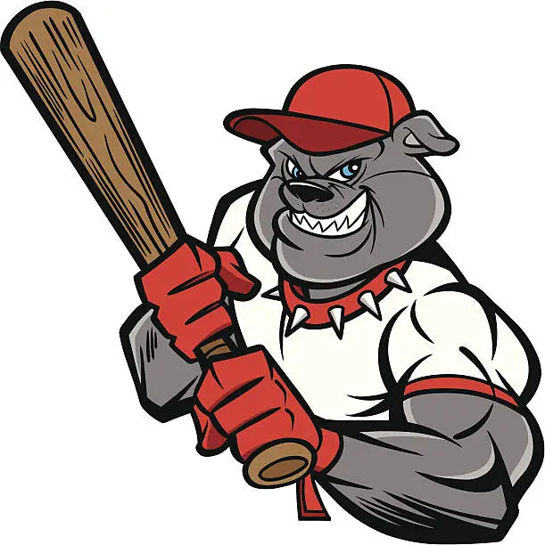 Vector illustration of Bulldog Baseball Player