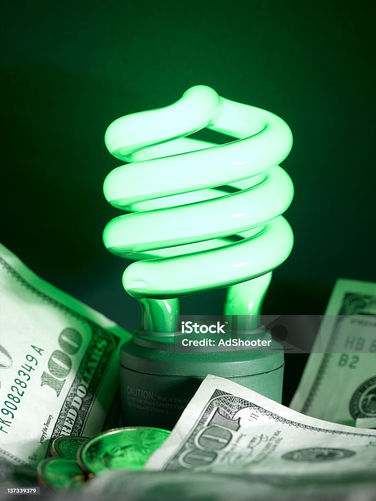 Verde lampada a fluorescenza - Foto stock royalty-free di Attrezzatura per illuminazione