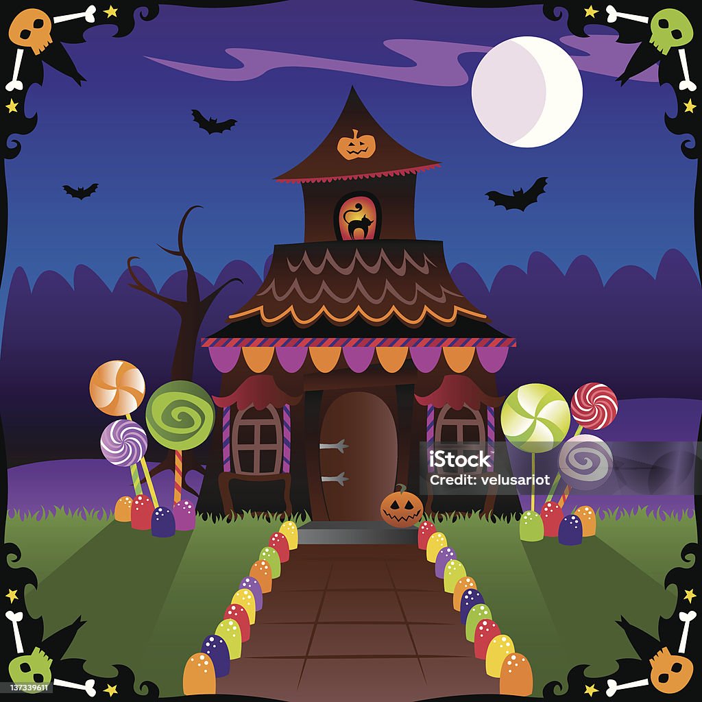 Cottage di Halloween - arte vettoriale royalty-free di Arancione