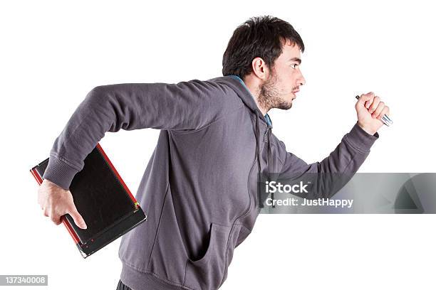 Student Running Stock Photo - Download Image Now - Book, Men, Urgency