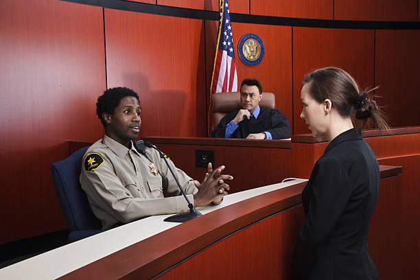 Sheriff Testifies in Courtroom stock photo