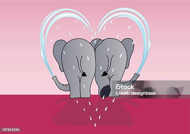 Elephant Heart Spray Stock Illustration - Download Image Now - African Elephant, Animal Themes, Cute