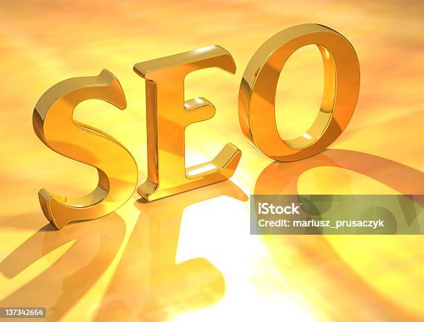 Seo Gold Text Stock Photo - Download Image Now - Positioning, Accuracy, Armed Forces Rank