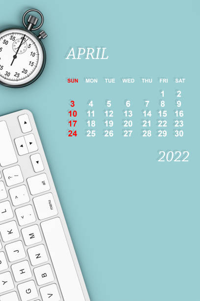 calendario anno 2022. calendario di aprile. rendering 3d - april 2012 calendar year foto e immagini stock
