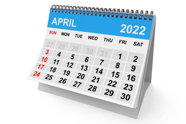 2022 year april calendar. 3d rendering - april 2012 calendar year imagens e fotografias de stock