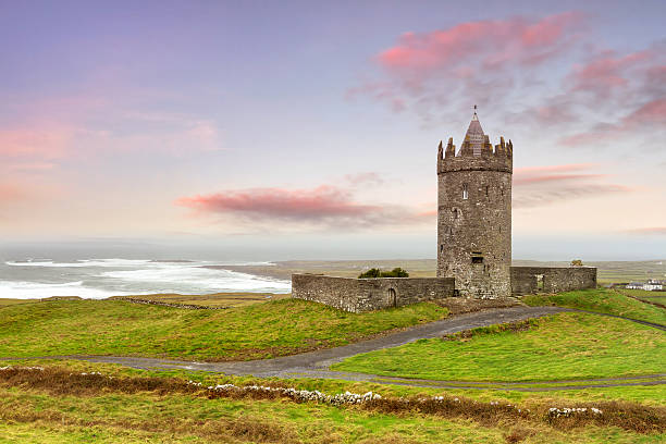 Doonagore castle at sunset Doonagore castle near Doolin - Co. Clare - Ireland doolin photos stock pictures, royalty-free photos & images