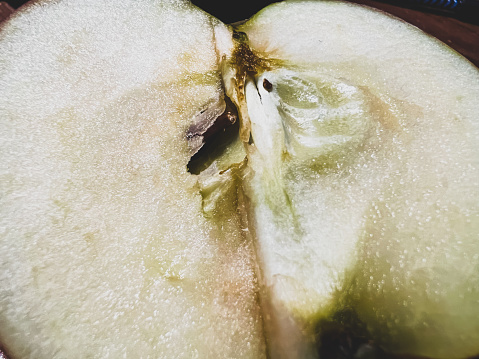 A close-up of a sliced apple.