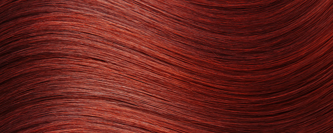 Red hair background. Straight long hair texture.