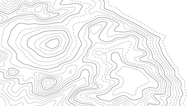 illustrations, cliparts, dessins animés et icônes de carte topographique avec des lignes sur fond blanc. concept de carte géographique. illustration vectorielle - isoligne