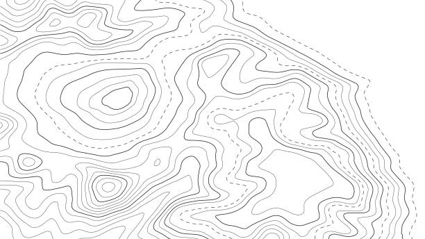 topographic map with lines on a white background. geographic map concept. vector illustration - 等高線 幅插畫檔、美工圖案、卡通及圖標