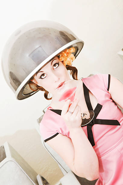 Retro Style Client Under Beauty Salon Hair Dryer With Martini Stock Photo - Download Image Now - iStock Retro Style Client Under Beauty Salon Hair Dryer With Martini Stock Photo - Download Image Now - iStock