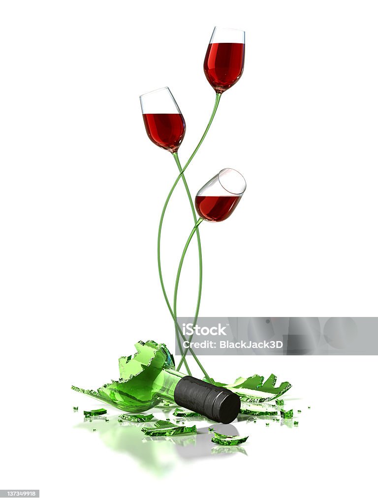 Blumen und Wein - Lizenzfrei Flasche Stock-Foto