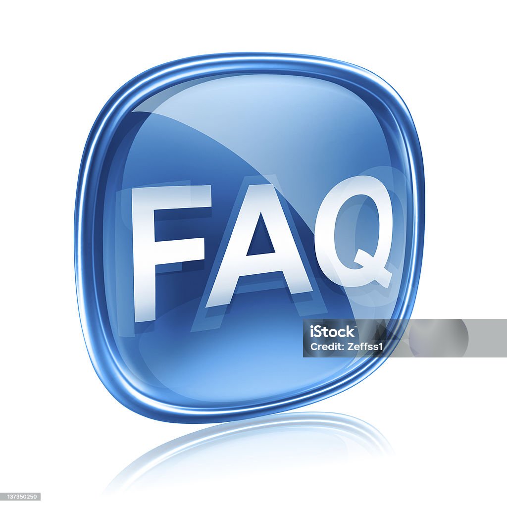 FAQ 아이콘크기 블루 유리컵, 흰색 바탕에 흰색 배경 - 로열티 프리 3차원 형태 스톡 일러스트