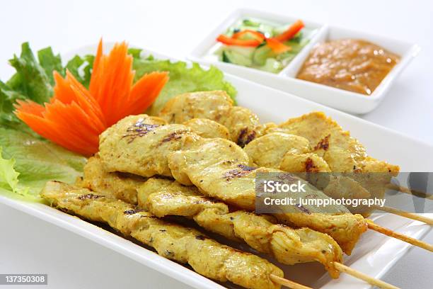 Chicken Satay Stock Photo - Download Image Now - Appetizer, Carrot, Chicken Meat