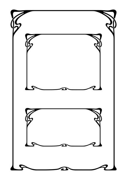 illustrations, cliparts, dessins animés et icônes de ensemble de cadres rétro rectangulaires noirs. style art nouveau. orientations diverses. - art nouveau