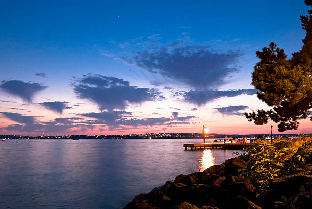 A colorful sunset on Lake Washington in Kirkland.