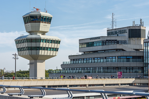 Berlin, Germany - October 22.2020: View from the visitor terraces of Berlin Tegel Airport TXL