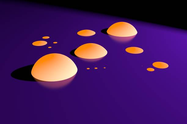 The Orange balloons are inflated. Neon glowing bubbles. Minimal abstract concept. 3D illustration. Orange bubble lava. Boiling abstract.