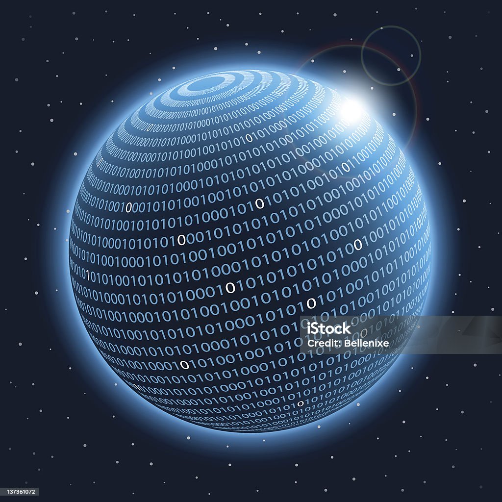 Цифровой планеты. Векторная иллюстрация. - Векторная графика Двоичный код роялти-фри