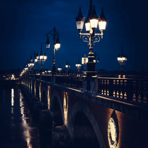 istock Famous stone bridge in Bordeaux by night 1373622809