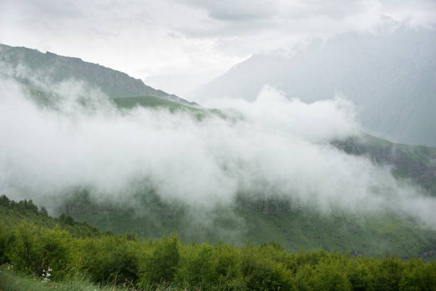 Peaks and slopes of the Caucasus Mountains in Georgia