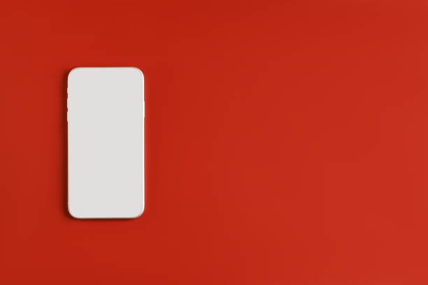 istock Phone mockup on red background. App mock up 1373658712