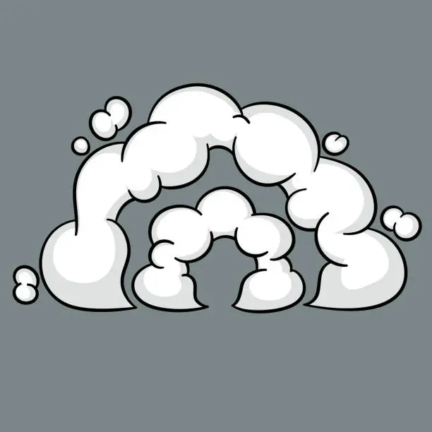 Vector illustration of Comic cloud or smoke, cartoon vector motion effects, and explosions