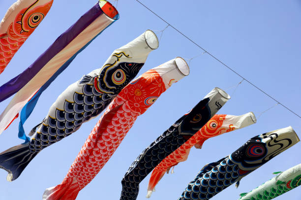 istock A blue clear sky and a Koi fish streamer swaying in the wind 1373700603