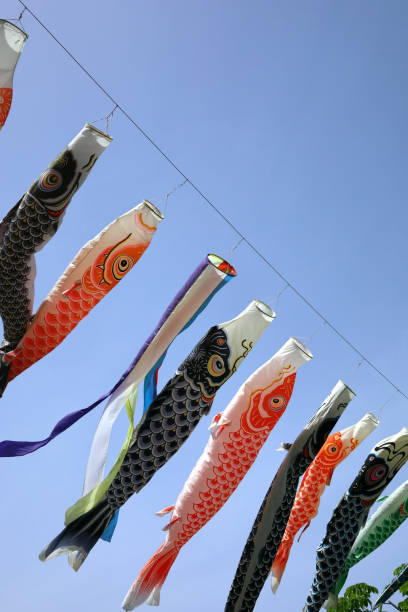 istock A blue clear sky and a Koi fish streamer swaying in the wind 1373700606