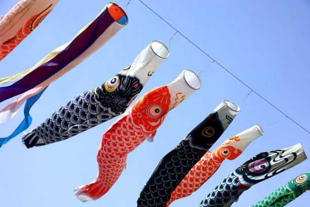 istock A blue clear sky and a Koi fish streamer swaying in the wind 1373700607
