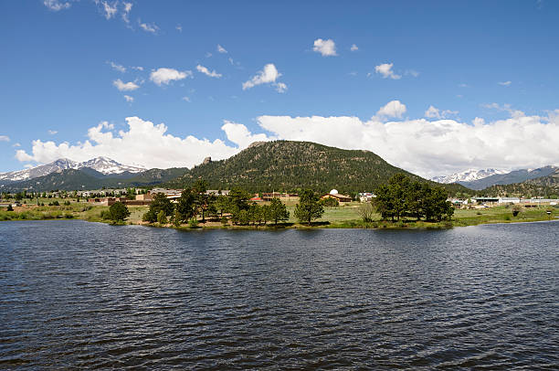 istock Water and mountain background at Estes Park, Colorado.  137372730