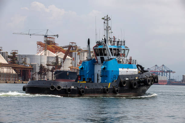 istock Tugboat fetching a ship from the Santos estuary 1373745091