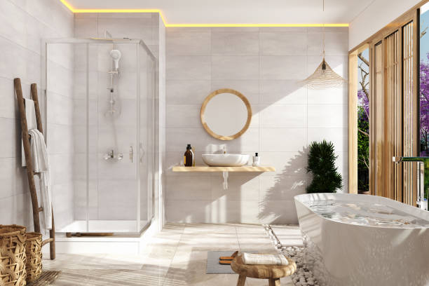 istock Stylish interior of modern bathroom 1373758743