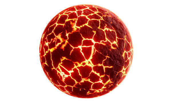 Dark planet with lava cracks, 3D rendering stock photo