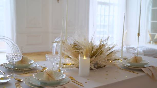 istock Decorated table set. Served for dinner or festive holiday meal 1373782329