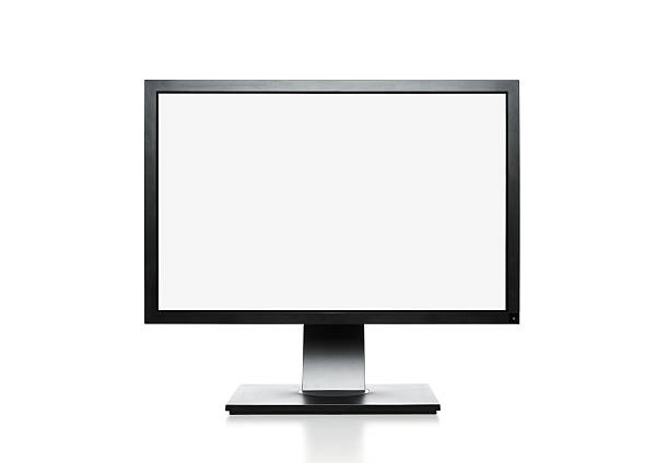 Front view of large computer display Blank graphic computer monitor isolated on white with clipping path for the screen flat screen stock pictures, royalty-free photos & images