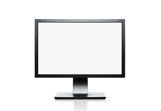 widok z przodu duży wyświetlacz - computer monitor symbol isolated photograph zdjęcia i obrazy z banku zdjęć