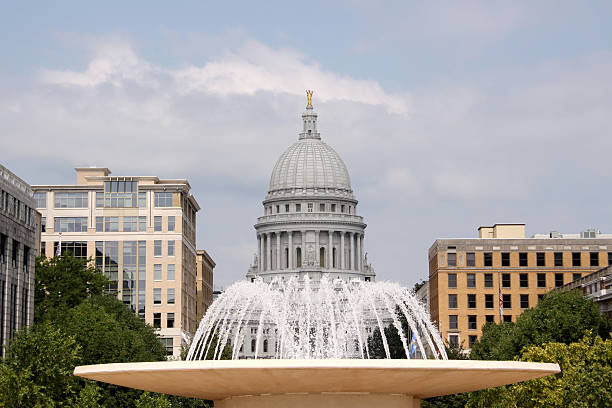 Wisconsin State Capitol building rotunda in Madison, Wisconsin, USA.