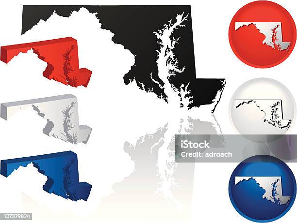 State Of Maryland Icons Stock Illustration - Download Image Now - Blue, Cartography, Cut Out