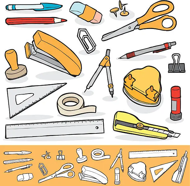 Vector illustration of Office Tools Set