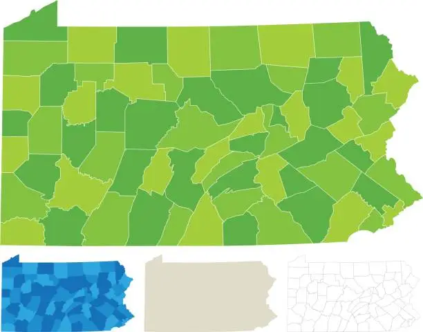 Vector illustration of Pennsylvania County Map