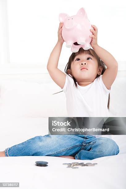 Girl Empty Piggy Bank Stock Photo - Download Image Now - Broken, Child, Currency