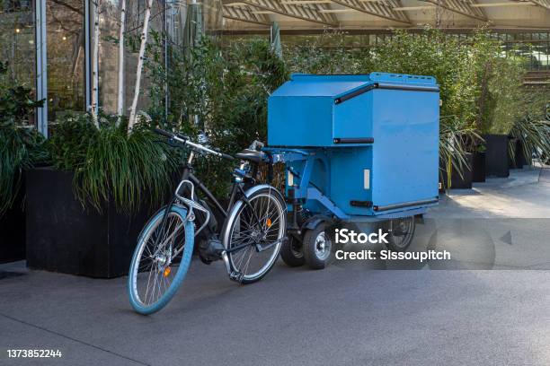 Parked Cargo Bike Stock Photo - Download Image Now - Cargo Bike, Delivering, Bicycle