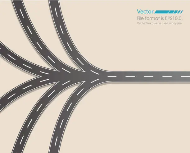 Vector illustration of Converging road