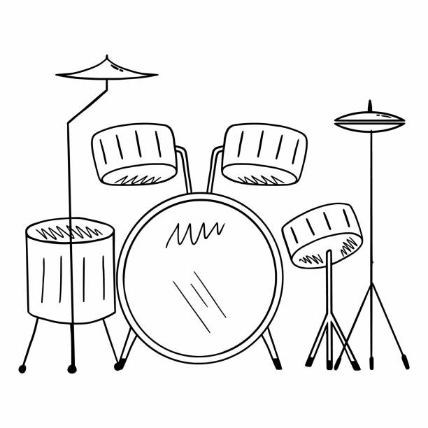 illustrazioni stock, clip art, cartoni animati e icone di tendenza di batteria. strumento musicale. illustrazione vettoriale in stile doodle. - drum roll