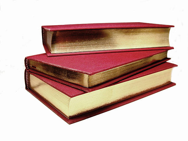 istock Red books with gold pages 137391504