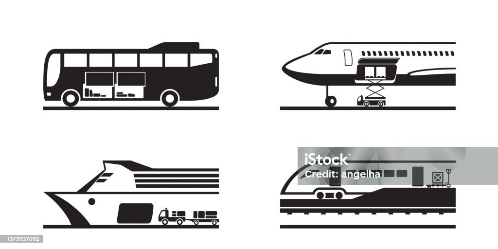 Passenger Loading Icon Loading Baggage In Passenger Transportation Stock Illustration ...